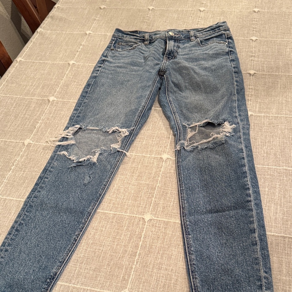 American Eagle Outfitters Blue Ripped Skinny Jeans